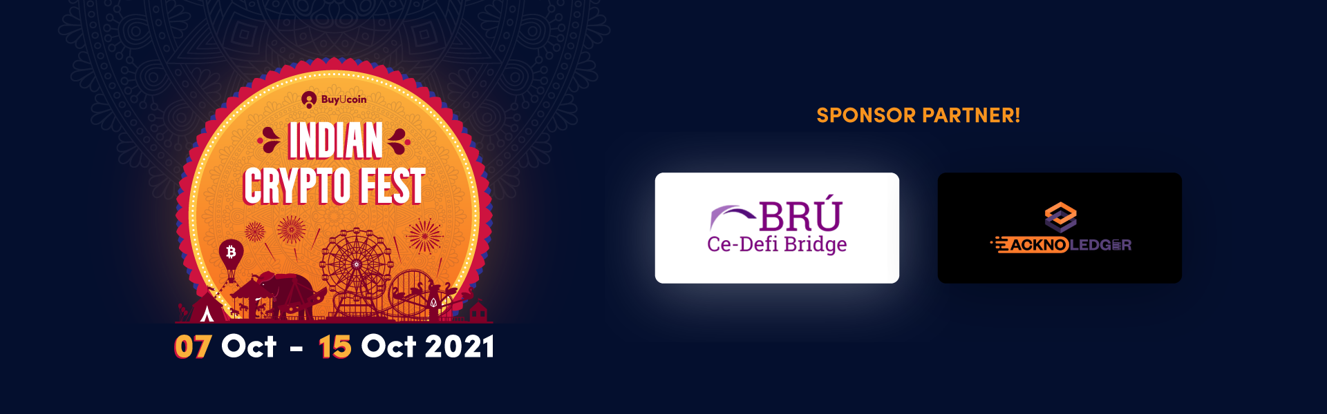 Indian Crypto Fest Logo with Sponsor Partners